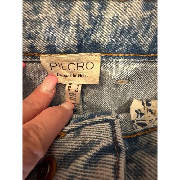 Anthropologie Pilcro Madi Front Slit Denim SKirt Womens Size 2 raw hem 5 pockets - Picture 4 of 6